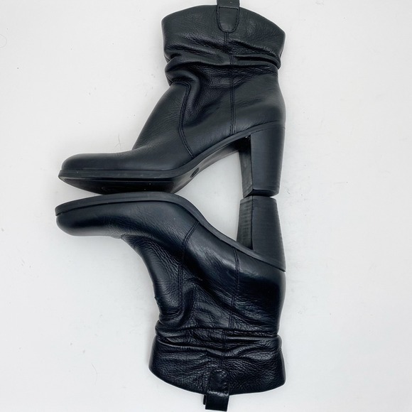 Circa Joan David Kirstin Black Leather Slouchy Heel Western Ankle Boots Women 7M - Picture 4 of 8